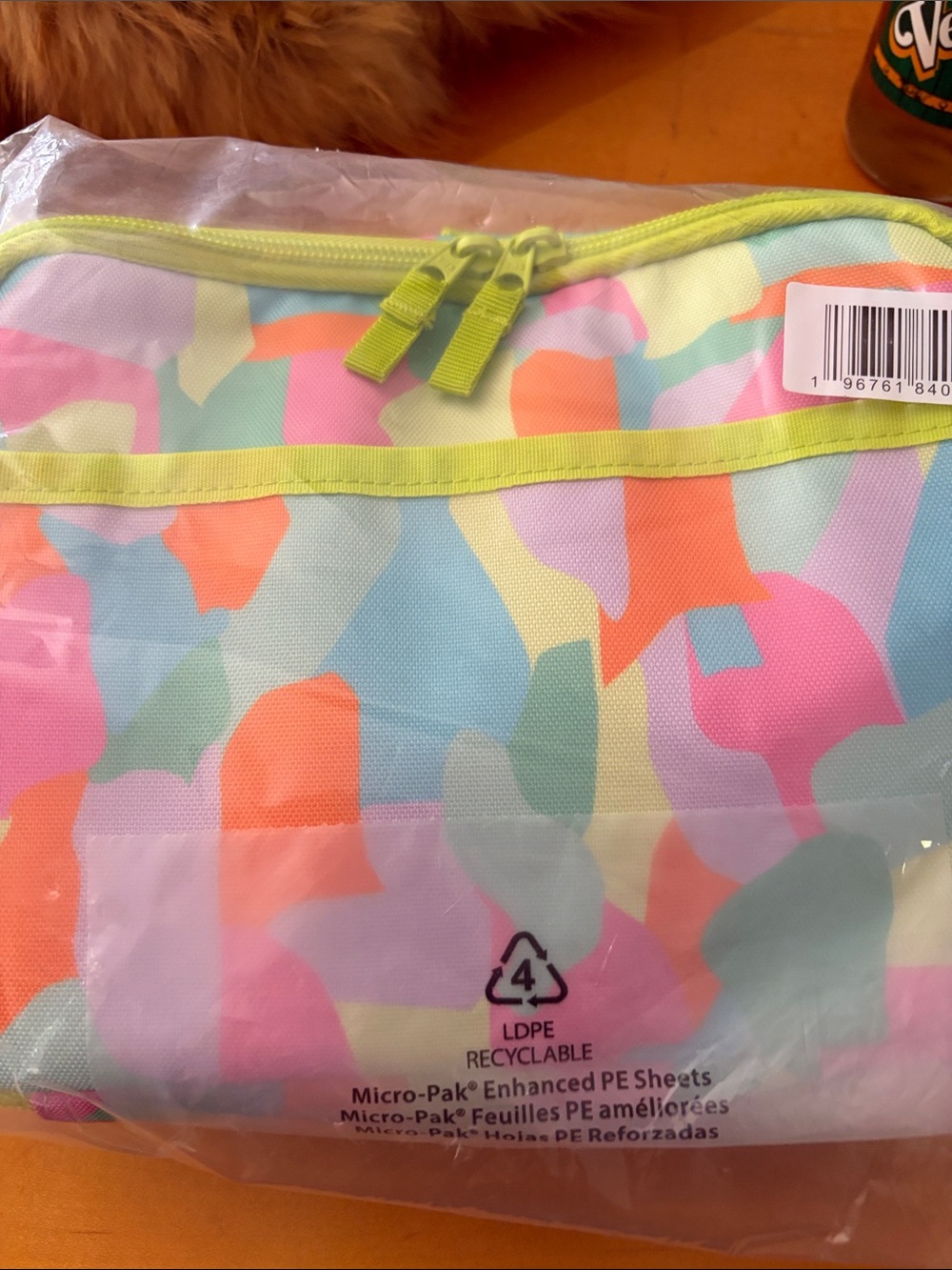 Cat & Jack Pastel Multi-Color Cosmetic Pouch with Lime Trim